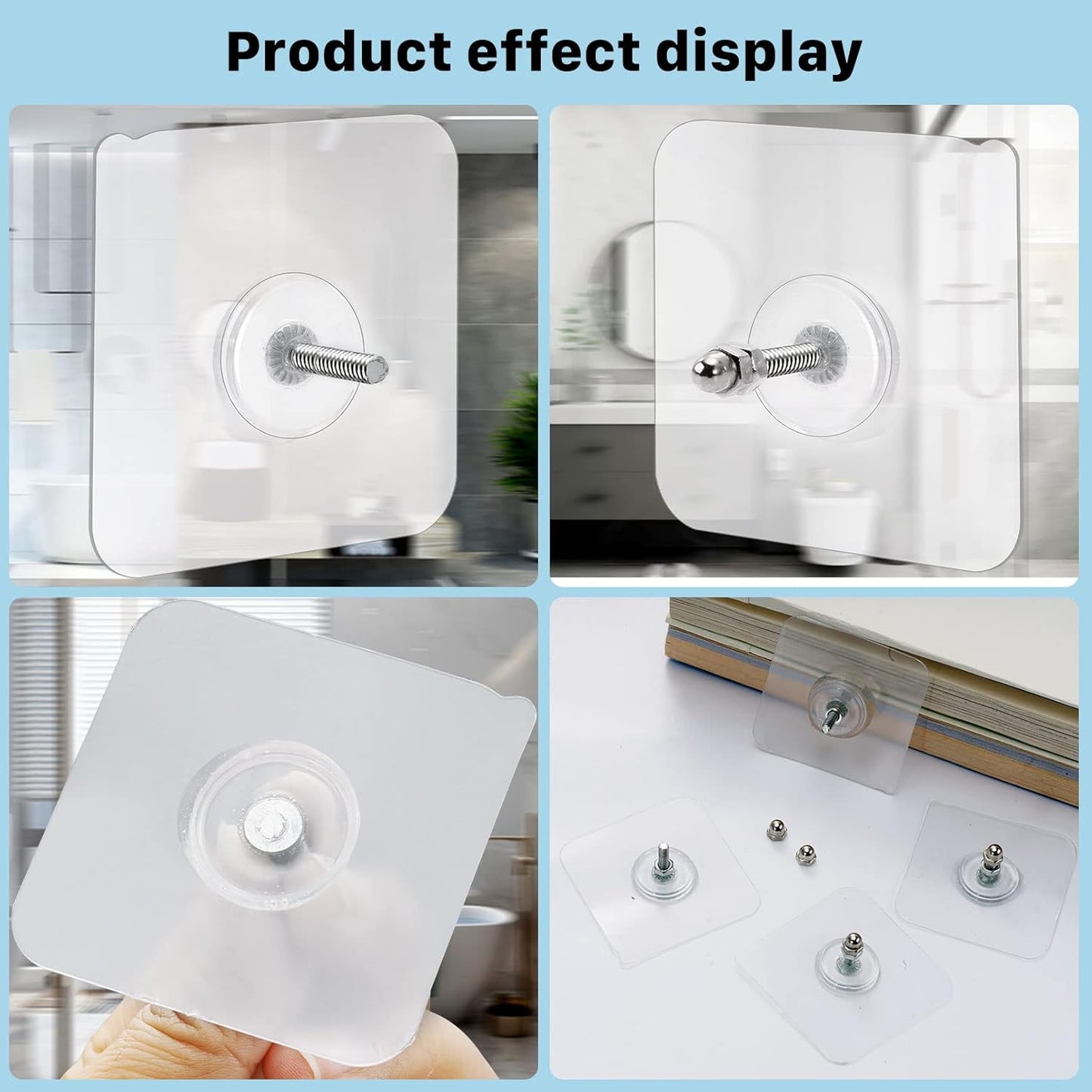 20pcs Adhesive Wall Mount Screw Hooks, Heavy Duty Adhesive Hooks, Seamless Screws for Wall Mount Shelf, Kitchen Bathroom Home Office, 14 mm/13 lbs(Max)