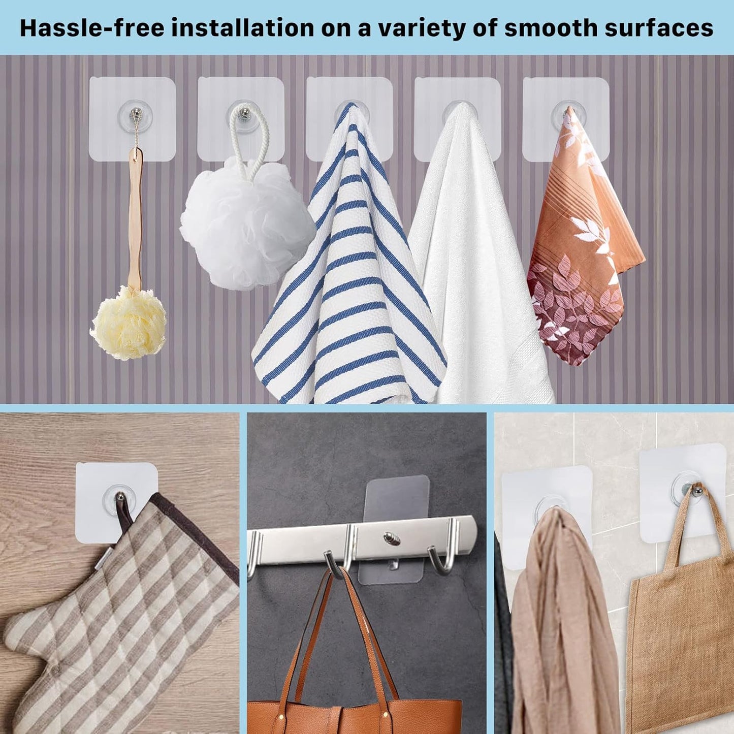 20pcs Adhesive Wall Mount Screw Hooks, Heavy Duty Adhesive Hooks, Seamless Screws for Wall Mount Shelf, Kitchen Bathroom Home Office, 14 mm/13 lbs(Max)
